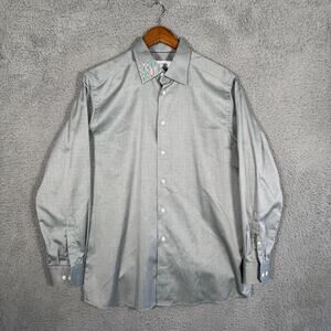 Eton Contemporary Dress Shirt Mens 17 41 Green Button Up Long Sleeve